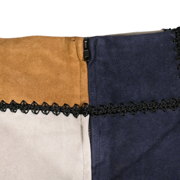 Romeo Juliet Faux Suede Skirt Womens Medium Blue Patchwork Soft Lined Boho - Picture 5 of 6